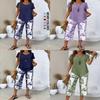 Geometric Pattern T Shirt Set With Stretch Polyester For Casual Summer Womens Fashion