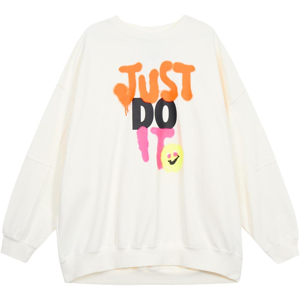 Nike Sportswear American Vintage Letter Round Neck Casual Long Sleeve Sweatshirt Women Sweatshirt Sail HJ1504-133