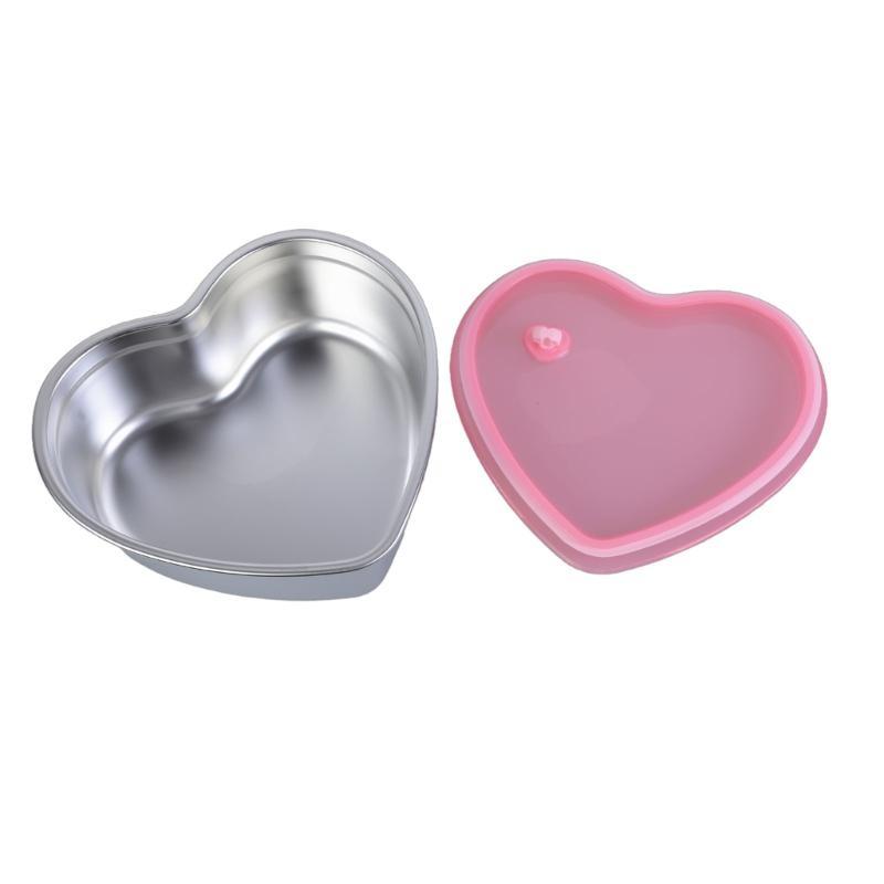 E8Bd Practical Stainless Steels Sweet Holders Unique Heart Cake Bowl With Silicone Lid Unique Dessert Storage Holders