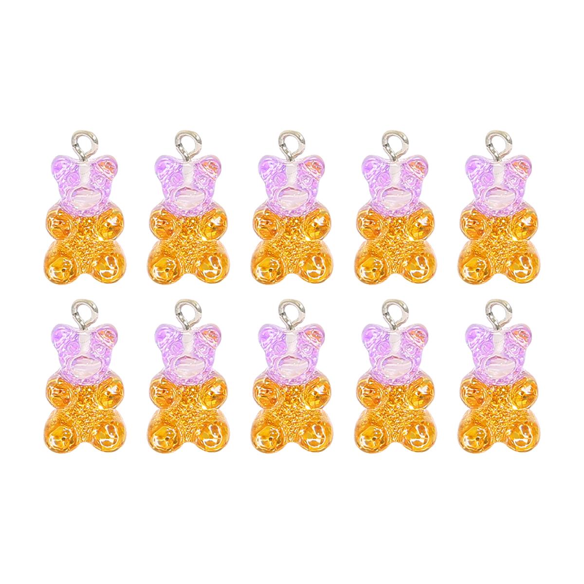 

Симпатичные смолы Gummy Bear Подвески для ювелирных изделий DIY Аксессуары 03 фиолетовый/жёлтый