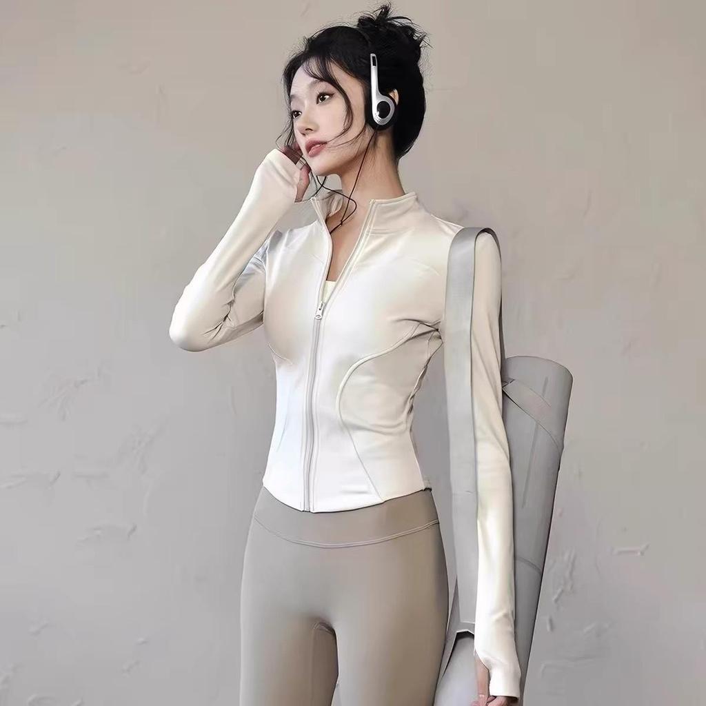 2026 Women's Quick-Dry Stand Collar Yoga Jacket - Long Sleeve, Sun Protection, for Running and Fitness