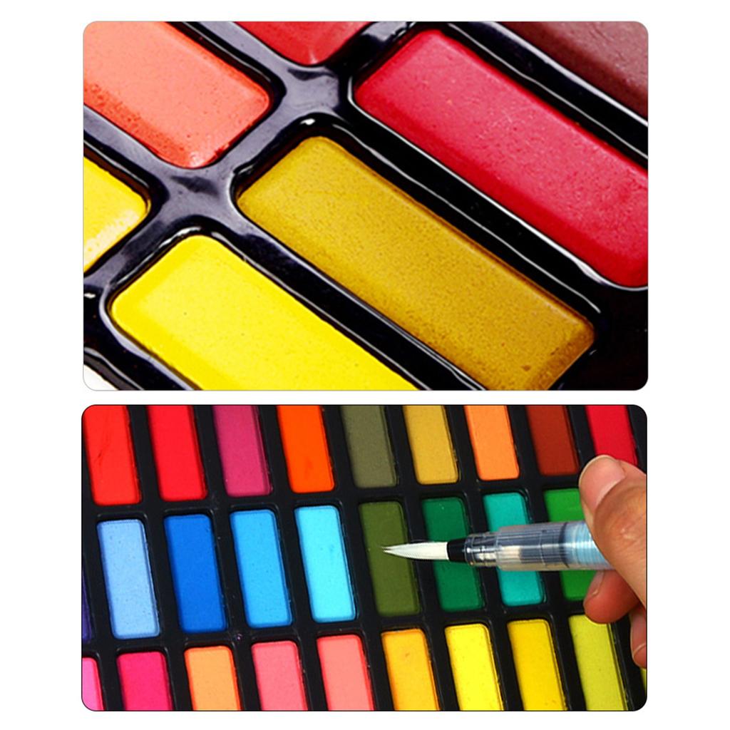36 Watercolors Paint Set Kit with 1 * Brush Paintbrush/ 2 * Fountain Pen/ 1 * Pninting Book Art
