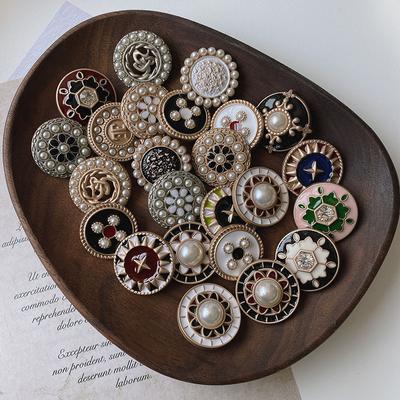 10 pezzi di bottoni di lusso 18 mm bottoni rotondi in metallo con gambo classico bellissimo modello vestiti forniture per cucire