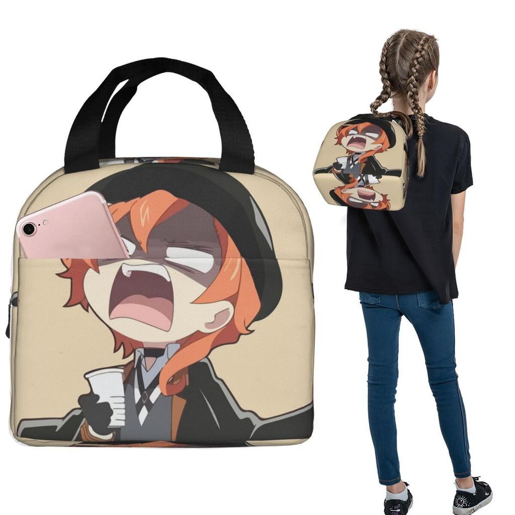 Chuya Nakahara Bungo Stray Dogs Anime Insulated Lunch Bag for Women Kids Portable Food Boxes Thermal Lunch Box Tote