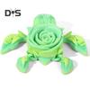 3D Printed Rose Turtle Figurine Movable Joints Flower Sea Tortoise Figure Articulated Animal Model Toy Home Office Bookshelf Desktop Decoration