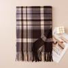 Womens Plaid Scarf Winter Thick Warm Knitted Shawl