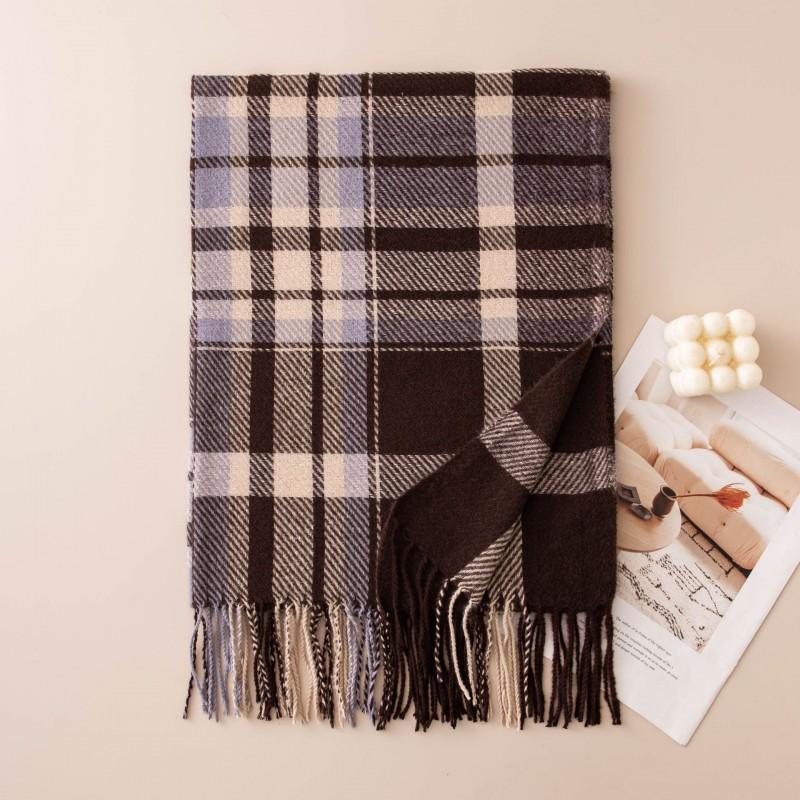 Womens Plaid Scarf Winter Thick Warm Knitted Shawl