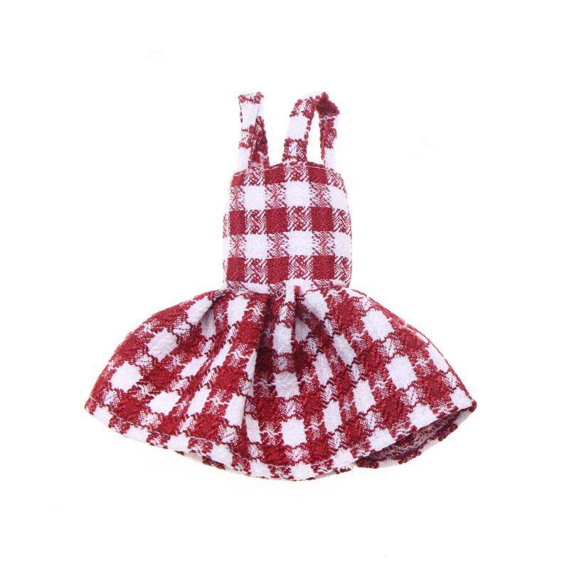 

Christmas Doll Decoration Clothes Jacquard Plaid Overalls Skirt Doll House Accessories A1