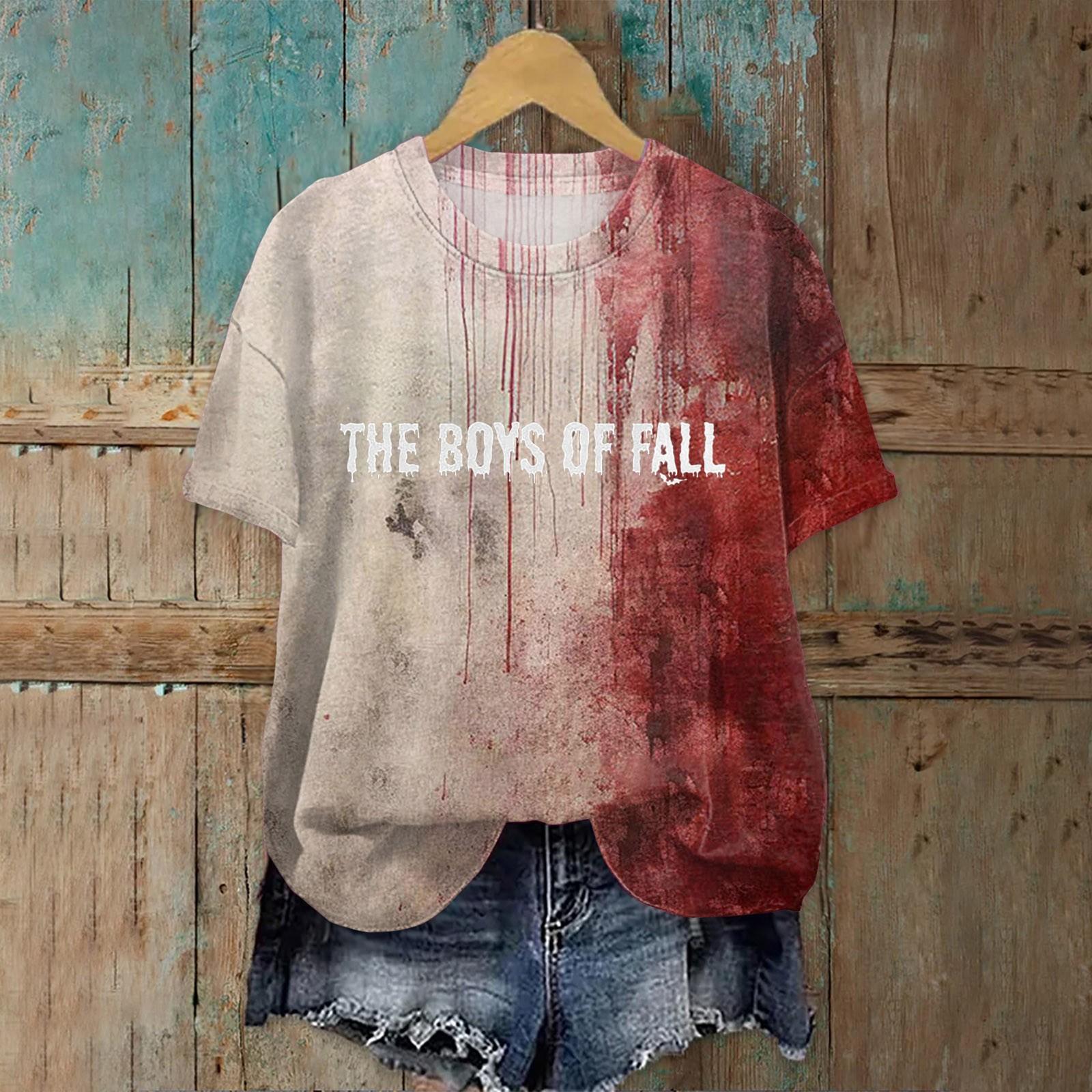 

Harajuku модная блузка Хэллоуин кровавая смешная туника топы свободные рубашки с коротким рукавом с круглым вырезом одежда на Хэллоуин кровь 2024 Roupa 7XL