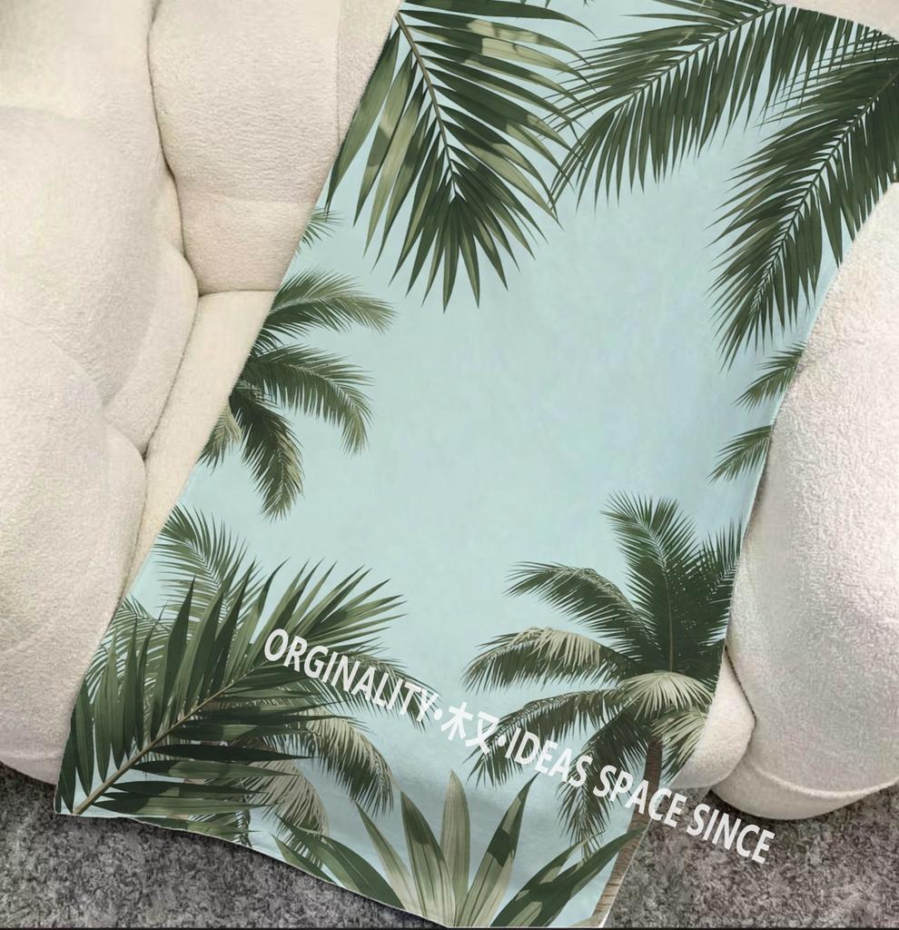 Tropische Palmenblätter Strandtuch Gemustert Sonnenschutz Und Winddicht Geeignet Für Schwimmbad Camping Reise Decke