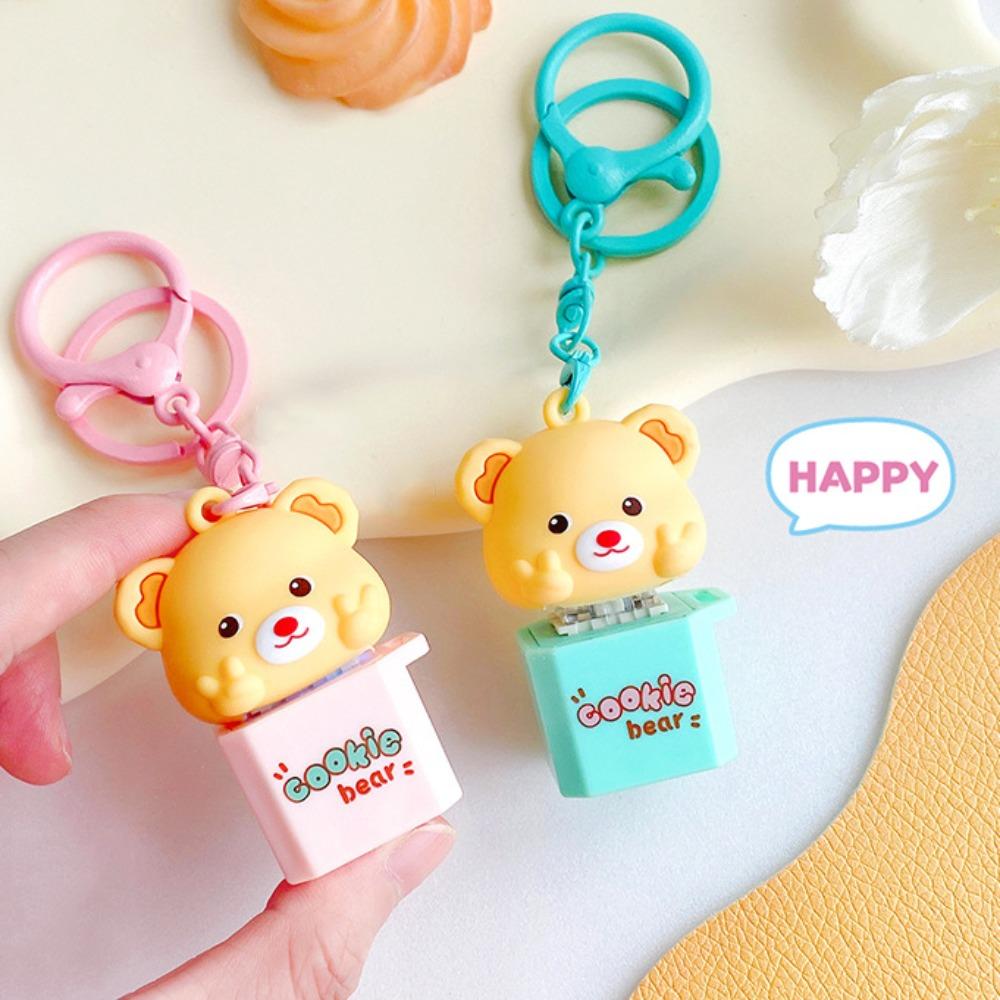 

Cookie Bear Wooden Fish Keyboard Keychain Electronic Fingertip Button Key Ring Finger Toys