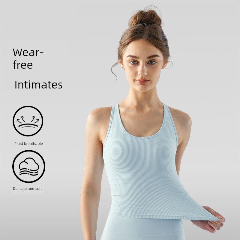 Lu Same Sports Vest Women's Summer Thin with Chest Pad Fixed Cup H-Shaped Beauty Back Pilates Training Yoga Vest