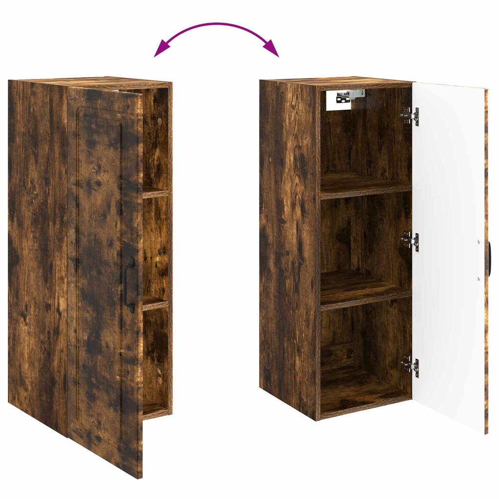 Wall Mounted Cabinet Smoked Oak Finish 33 x 34.5 x 90 cm Engineered Wood