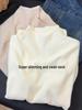 Women's Slimming Korean Style Minimalist Knitwear - Soft Stand Collar Long Sleeve Sweater for Spring/Autumn