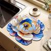 3D Dish Drying Mat Absorbent Kitchen Drying Mat Floral Reusable Washable Dish Drying Pad
