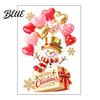 Christmas Atmosphere Decors Snowman Window Cling with Heart Shaped Balloon and Gift Box Design Removable Static Glass Sticker Home Decorations