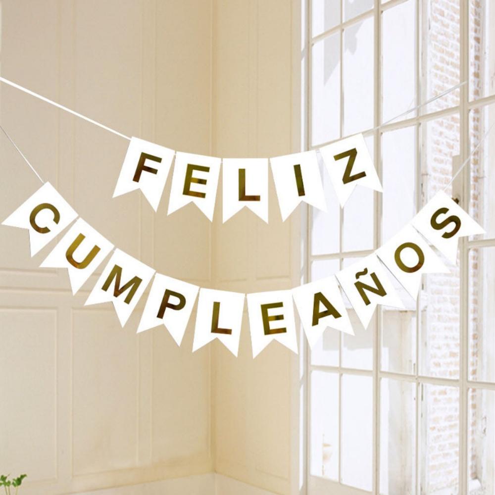 

1/5/10PCS Spanish Letter Flag Birthday Decoration Paper Happy Birthday Banner for Adult Birthday Party Backdrop Pendant Decor 1pc белый