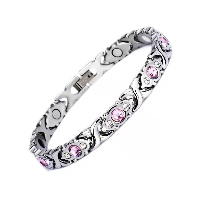 Jin Chen Fashion Women's Magnetic Bracelet with Three Stones – Simple, Sophisticated, and Removable Design.