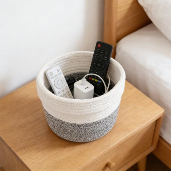 Cotton Rope Basket Large Toys Storage Woven Basket Decorative Round Closet Organizer for Clothes Towels Blankets
