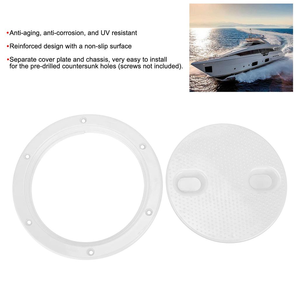 Boat Round Inspection Hatch, 6" Deck Plate Inspection Hatch Cover Round White Non Slip Anti Aging Marine Yacht Parts