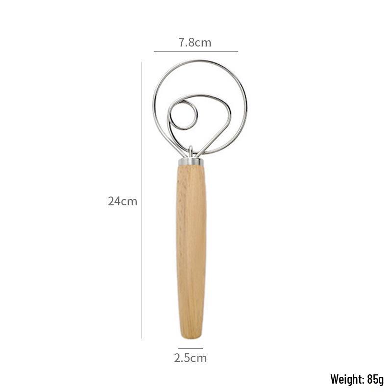 

13-дюймовый датский венчик для теста с деревянной ручкой - Миксер для муки из нержавеющей стали