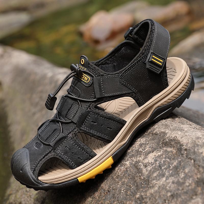 Scarpe da uomo in vera pelle Sandali da uomo nuovi estivi Sandali da spiaggia per esterni Taglie forti 38-46