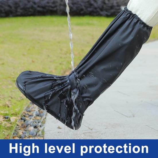 1 Pair Rainproof Shoe Covers Waterproof Non-Slip PVC Puncture Resistant Thickened Shoe Covers with Adjustable Elastic Band
