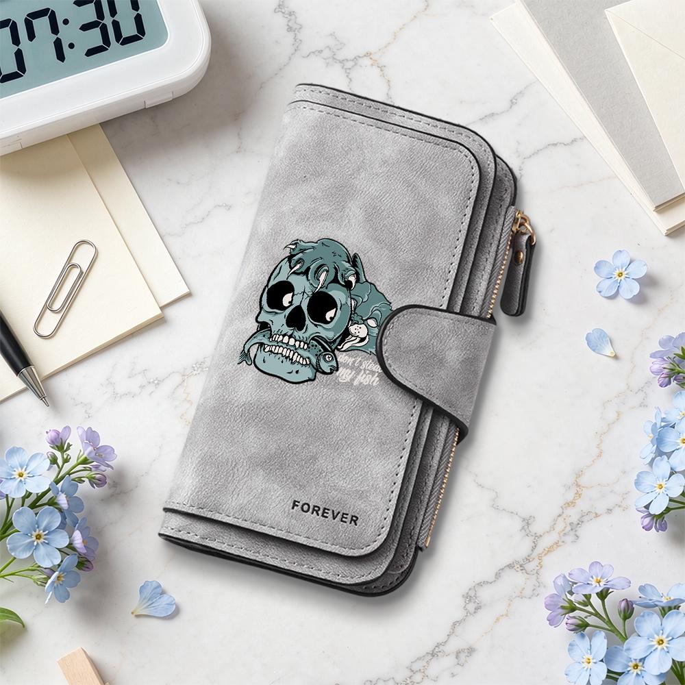 Gothic Skull Pattern Long Wallet