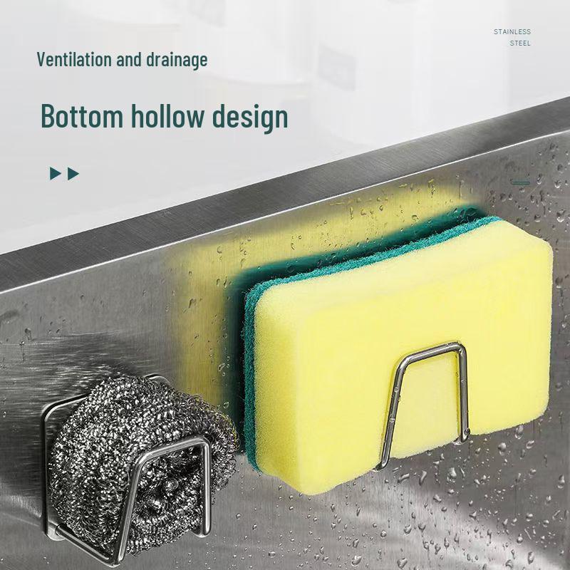 Stainless Steel Sponge Holder: 304 Stainless, Punch-Free Kitchen Rack for Sponges & Rags