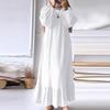 2026 New Summer Women's Clothing Spring and Autumn Fashion Long-sleeved Long Dress Solid Color Ruffle Hem Dress Women's White