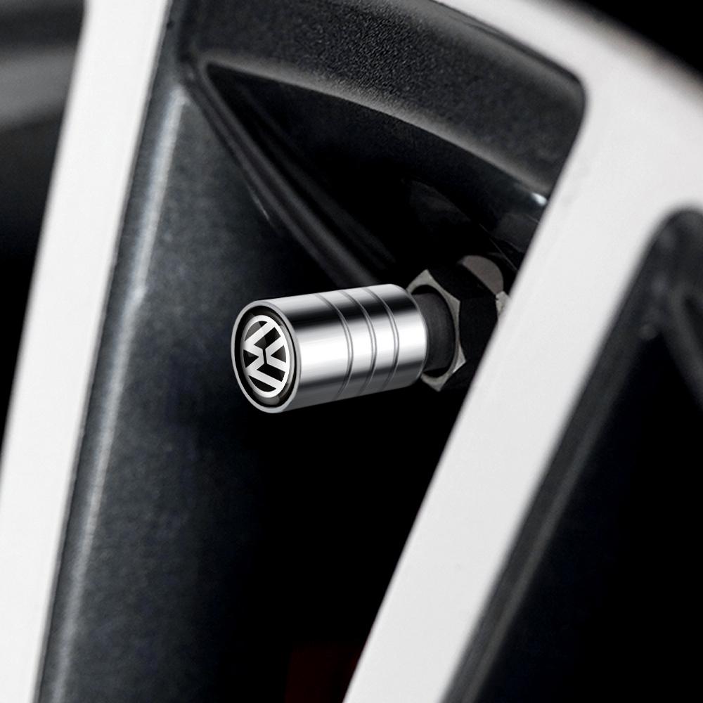 4Pcs Car Metal Wheel Tire Valve Stem Caps Rims Accessories For Volkswagen VW Caddy Beetle Touareg Tiguan Touran R Golf Rline GTI CWX1