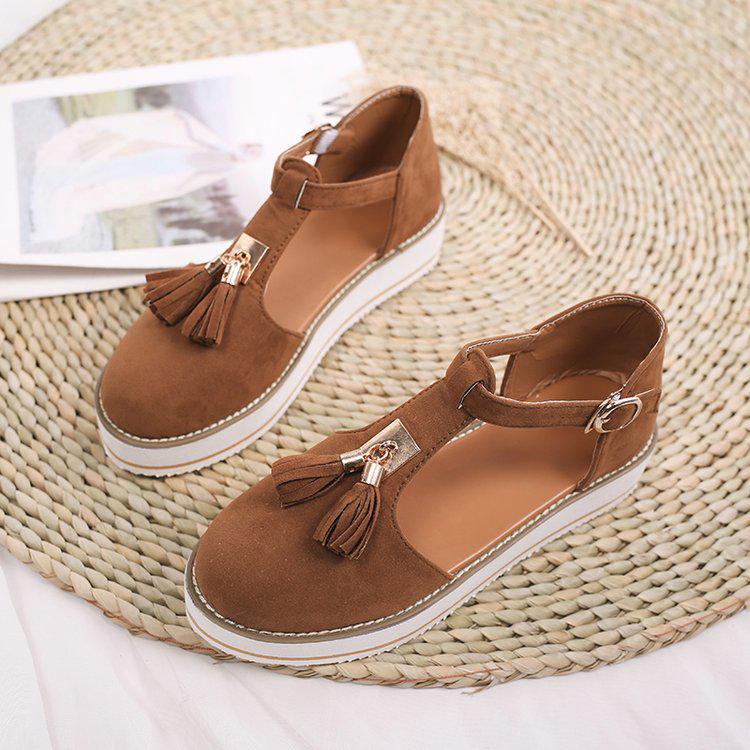 2020 Summer Tassel Buckle Strap Thick Sole Plus Size Women's Casual Sandals