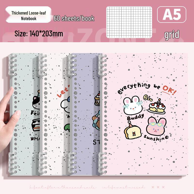 High-Value Cute A5 Animal Heart Splatter Ink Loose-Leaf Notebook for Students