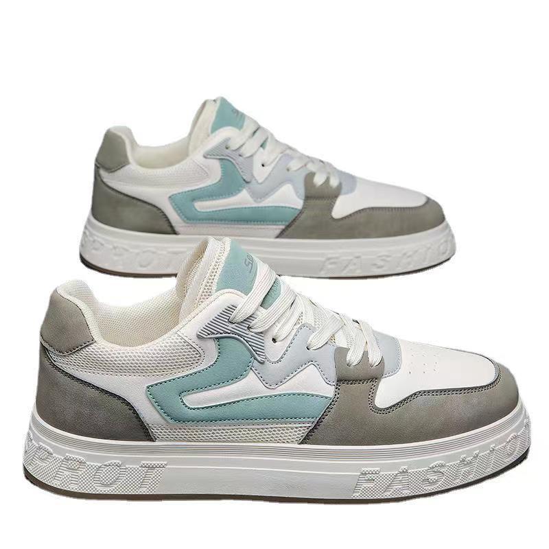 Herrenschuhe Sommerschuhe Herren Mesh Atmungsaktiv Jungen Board Schuhe Schwarz und Weiß Vielseitig Lässig Sport Lederschuhe Weiße Schuhe Herren