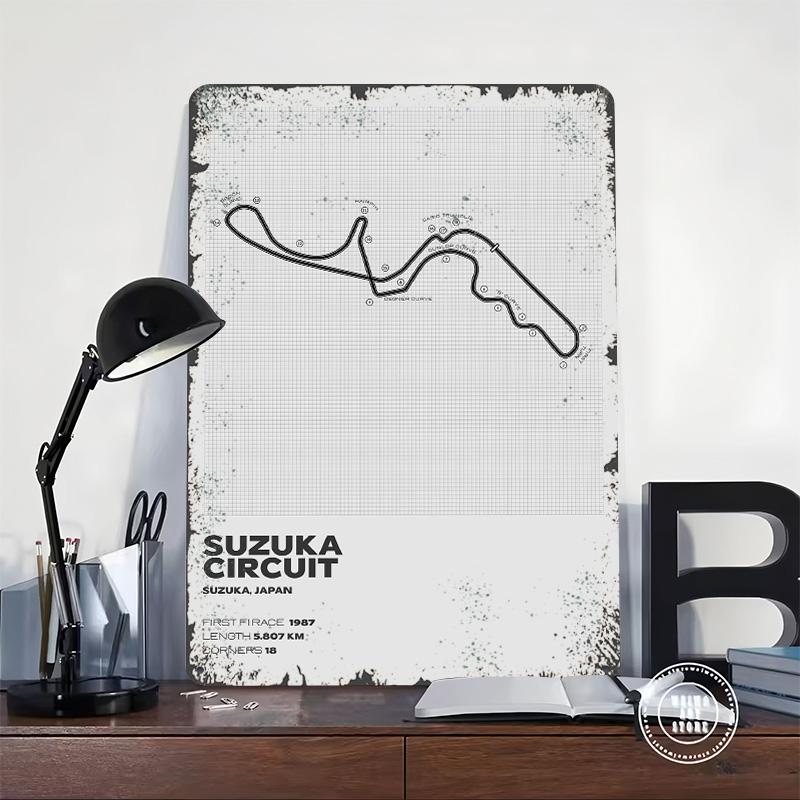 Suzuka Circuit Metal Poster Customized Wall Art Retro Vintage Tinplate Signs for Interior Decoration Living Room Decor Men Home