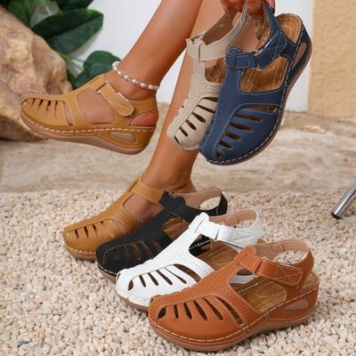 Nieuwe Stijl Schoenen Retro Schoenen Sandalen Lijm Wigzolen Neusdoppen Sandalen Grote Maten
