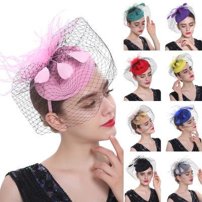 Women Girls Mesh Fascinators Hat Cocktail Party Headband  Wedding Hat