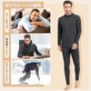 Sillictor Winter Innerwear Warm Undershirt and Long Wool and Silk Size Men's Set, Fleece-Lined, High-Neck Open-Front Tights, Blend, GLM01-blk-3XL