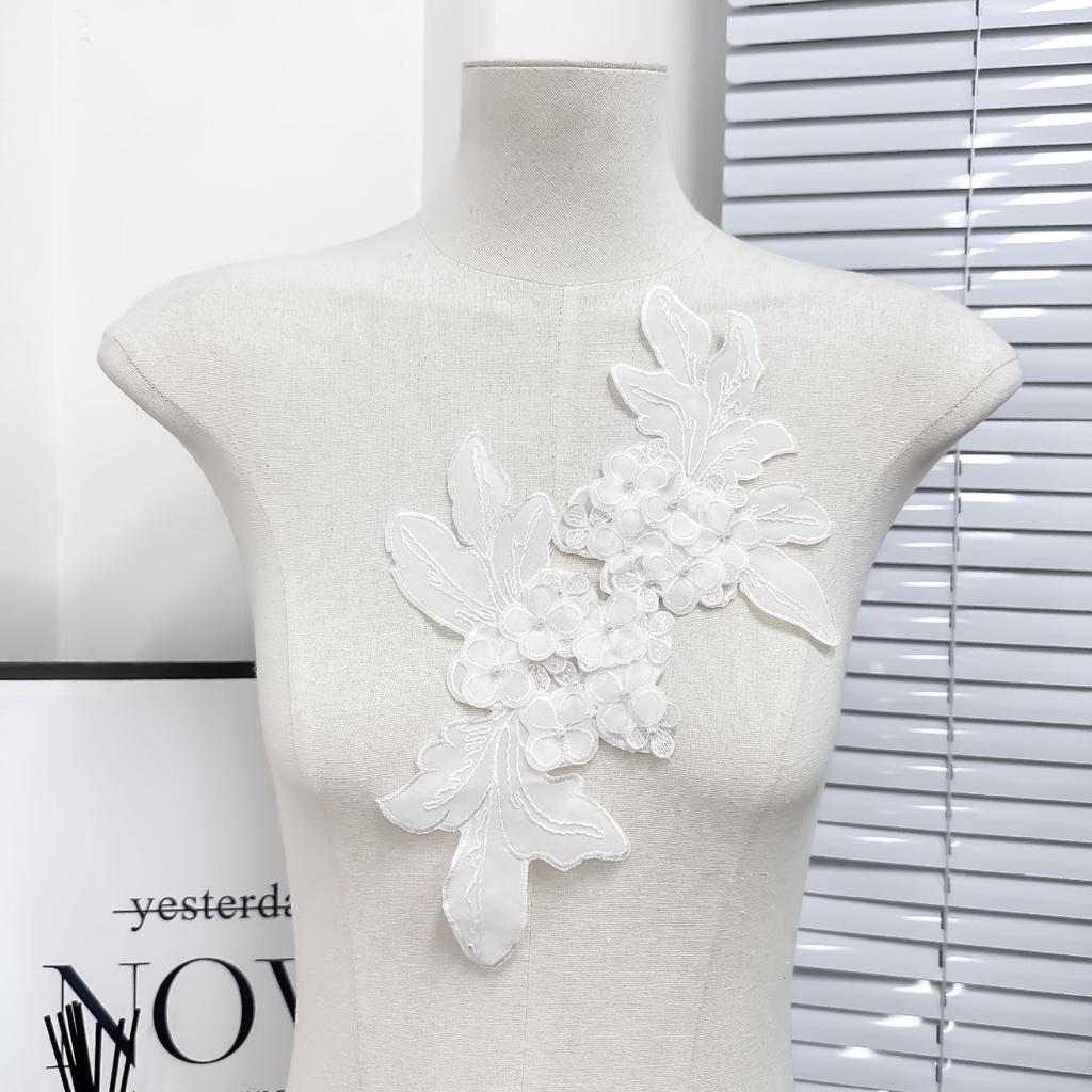 Lace Multi-Layer Hydrangea Beads Three-Dimensional Embroidery Flower Dress Dress Shirt Flower Sticker Cloth Sticker Accessories
