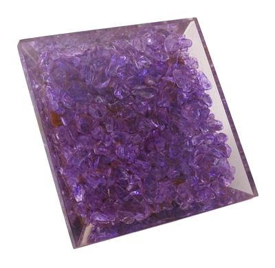 Amethyst Orgone Pyramid With Healing Crystal Chakra Symbol Meditaton Yoga Energy Generator Living Room