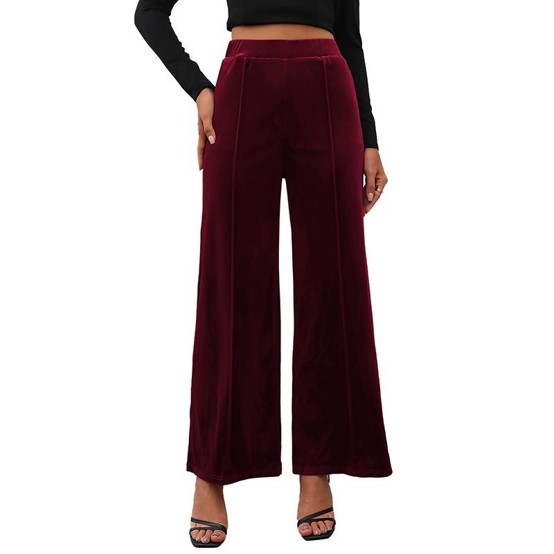 2026 Summer European & American High-Waist Velvet Wide-Leg Pants for Women