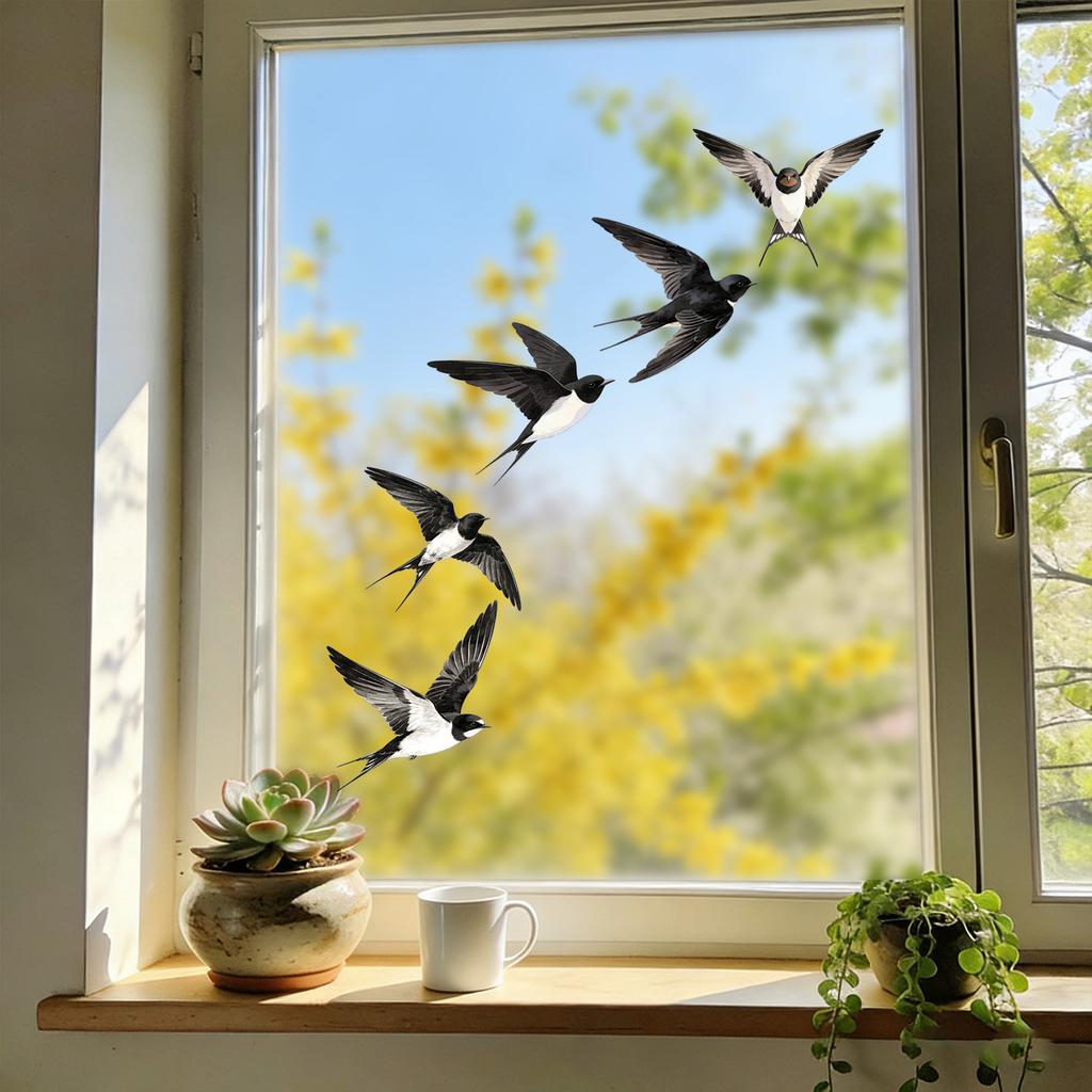 Spring-themed Swallow Glass Stickers for Bedroom, Living Room and Balcony Windows Decoration