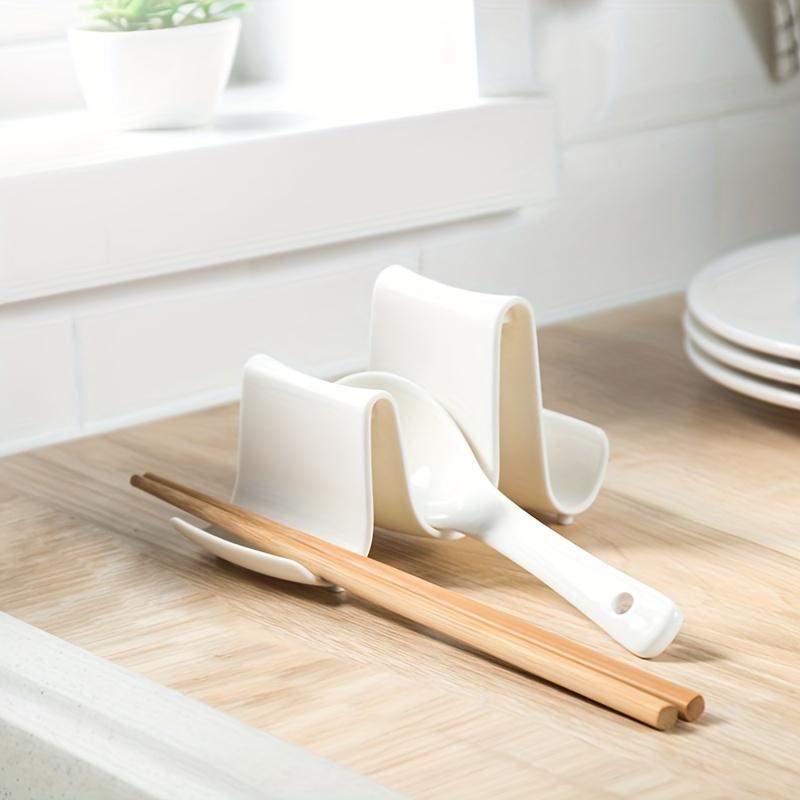 1pc Innovative Wave Design Kitchen Organizer - Plastic Pot Lid Holder, Chopstick & Utensil Rack for Countertop Storage