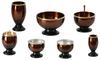 Buddhist Altar Set [Ryusei 3.0 Inch Buddhist Altar Set of 6 + Ryusei Bell 2.3 Inch] Stylish Brass Bell Included, Oak Brown