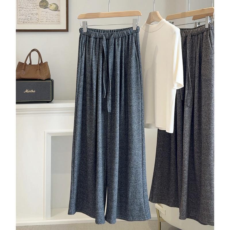 Lazy wind glutinous rice pants women's straight wide-leg pants autumn high waist loose hip covering and thin drape casual floor-mopping trousers