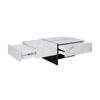 Home High-Gloss Coffee Table Marble Panel with 3 Drawers App Control Colorful Side Light Strip Rectangle Shape LED Tea Furniture