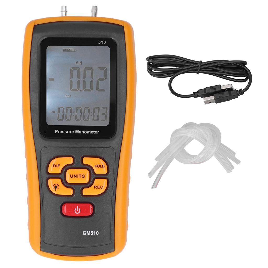 Digital Display Gauge GM510 Pressure Gauge For HVAC Systems Black And Yellow Typical Response 0.5s Low Battery Indicator