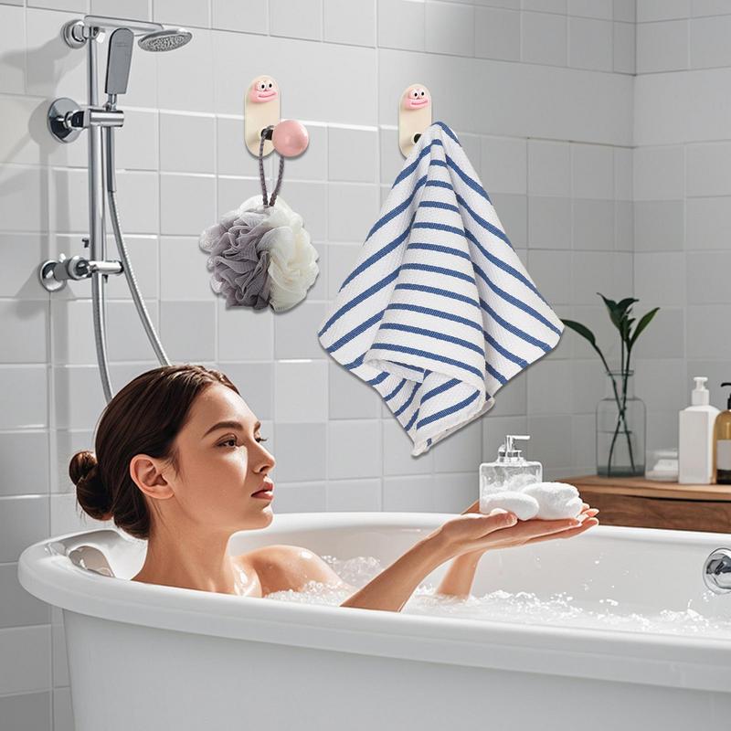 ABS Wall Mount No-Drill Hooks Key Chain Storage Rack Strong Self Adhesive Coat Hat Hanger Girl Child Room Decoration Holder