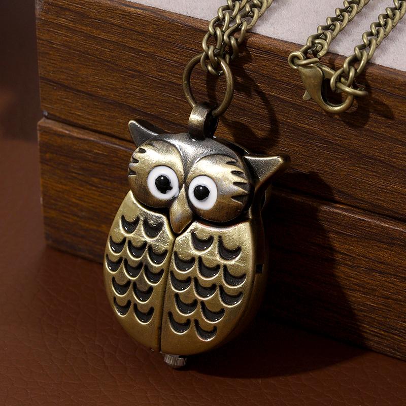 Luxury Fashion Owl Watch Case Design Copper Quartz Pocket Watch,ideal Choice for Gifts To Women and Men