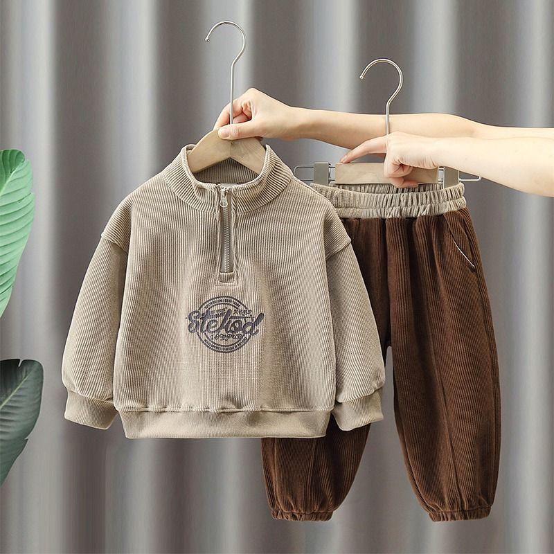

Boys Fleece Autumn 2025 Sporty Streetwear Set – Trendy, Cool, Handsome Fashion for Children 120cm
